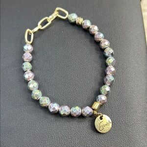 Erimish Gold and Iridescent Glass Beaded Bracelet